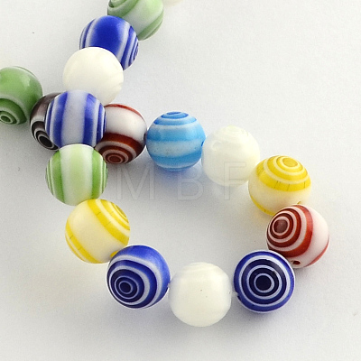 Handmade Millefiori Glass Round Beads Strands LK-R004-42-1