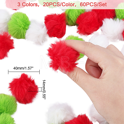 AHADERMAKER 60Pcs 3 Color Artificial Wool Ball DIY-GA0002-54-1