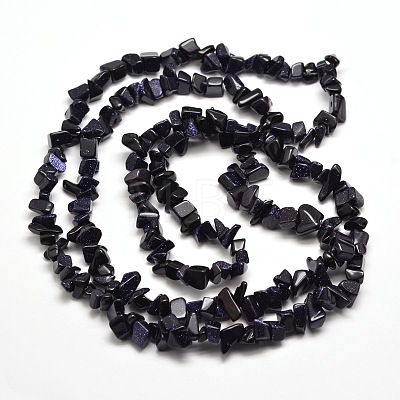 Synthetic  Blue Goldstone Chip Bead Strands G-M205-41-1