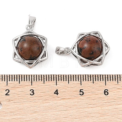 Natural Mahogany Obsidian Round Pendants G-M440-04B-P-1