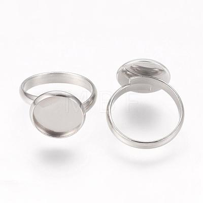Adjustable 304 Stainless Steel Finger Rings Components STAS-L193-P-12mm-1