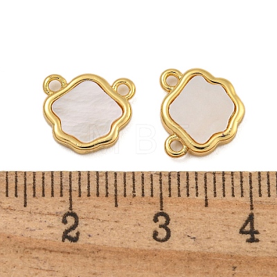 Rack Plating Brass Pave Natural Shell Flower Charms KK-C074-53G-1