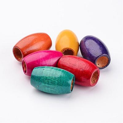 Mixed Lead Free Oval Natural Wood Beads X-WOOD-S619-M-LF-1