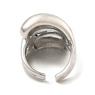 Rack Plating Brass Teardrop Open Cuff Rings for Women RJEW-G294-08P-1