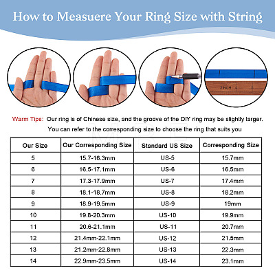 12Pcs 6 Size 201 Stainless Steel Grooved Finger Ring Settings RJEW-TA0001-05G-1