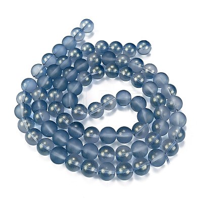 Frosted Transparent Glass Bead Strands GLAA-P065-10mm-10-1