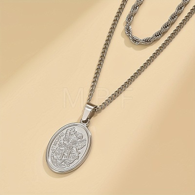 304 Stainless Steel Rope Chain Double Layer Necklaces WG0A8AC-01-1