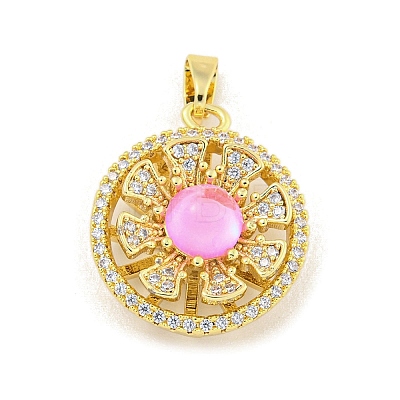 Rack Plating Brass Cubic Zirconia Pendants KK-M291-01G-1