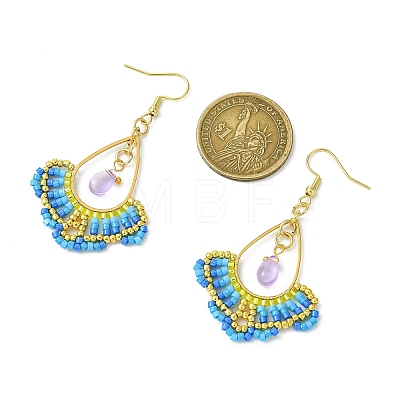 Handmade Glass Seed Beads & Glass Dangle Earrings EJEW-MZ00370-01-1