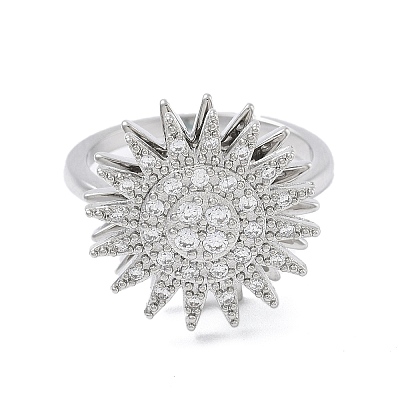 Daisy Rotatable Open Cuff Rings for Women RJEW-S402-05P-1