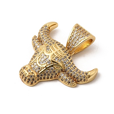 Brass Micro Pave Clear Cubic Zirconia Pendants KK-H267-060C-G-1