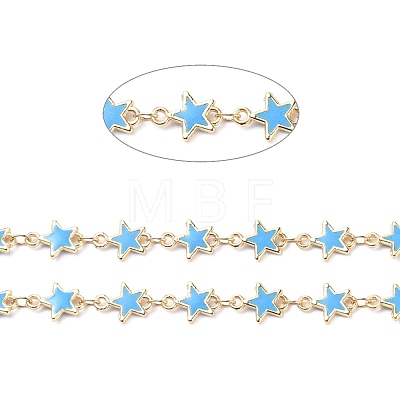 3.28 Feet Handmade Alloy Enamel Star Link Chains X-ENAM-F138-01B-RS-1