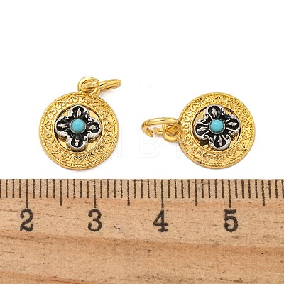 Long-Lasting Plated Brass Synthetic Turquoise Pendants KK-K387-04B-G-1