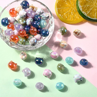 50Pcs UV Plating Opaque Acrylic Beads OACR-YW0003-10A-1