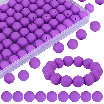 80Pcs Round Silicone Focal Beads SIL-SZ0001-24-04-1