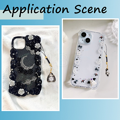 16Pcs 8 Colors Cat Shape Alloy Glass Mobile Straps HJEW-SC00123-1