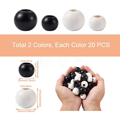 Craftdady 80Pcs 4 Style Spray Painted Natural Theaceae Wood Beads WOOD-CD0001-15-1