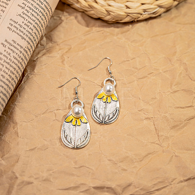 Teardrop Bohemian Style Zinc Alloy Dangle Earrings FS-WG9CCFB-07-1
