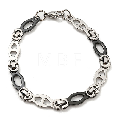 Two Tone 304 Stainless Steel Oval Link Chain Bracelet BJEW-B078-01BP-1