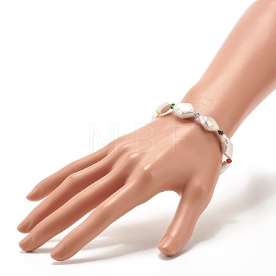 Irregular Natural Pearl Beaded Bracelet for Women BJEW-TA00031-1