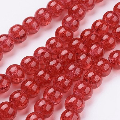 Spray Painted Crackle Glass Beads Strands CCG-Q001-10mm-13-1