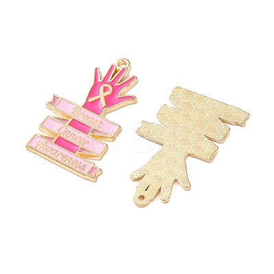Breast Cancer Awareness Ribbon Zinc Alloy Enamel Pendants ENAM-I079-02G-04-1