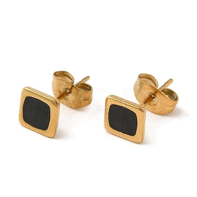 Ion Plating(IP) 304 Stainless Steel Square Stud Earrings EJEW-C114-06G-01-1