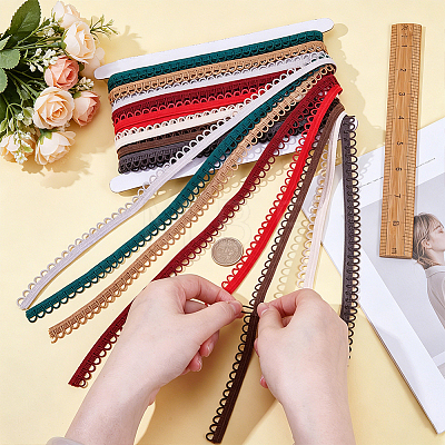 20M 8 Colors Nylon Braid Trims with Elastic Button Loops OCOR-BC0009-80-1