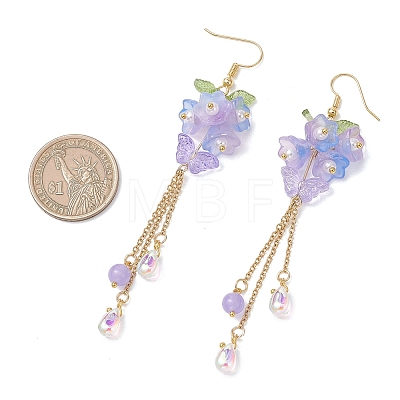 Transparent Two Tone Spray Painted Glass & Acrylic Dangle Earrings EJEW-JE06923-1
