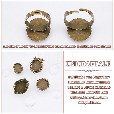 Unicraftale DIY Blank Dome Finger Ring Making Kit FIND-UN0002-40-1