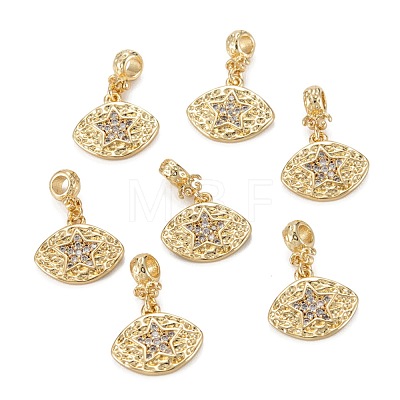 Brass Micro Pave Clear Cubic Zirconia Charms ZIRC-C024-08G-1