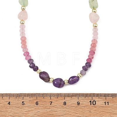 Dyed Natural Malaysia Jade Faceted Rondelle and Mixed Stone Nuggets Beaded Necklaces for Women NJEW-JN06315-1