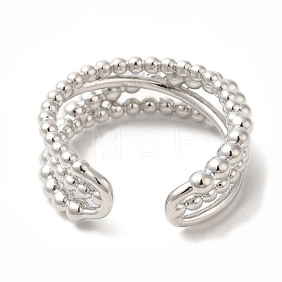 Rack Plating Brass Criss Cross Open Cuff Rings for Women RJEW-M148-06P-1