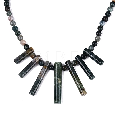Natural Indian Agate Round Beaded Fan Bib Necklaces NJEW-N064-04D-1