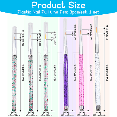 2 Sets 2 Style Plastic Nail Pull Line Pen MRMJ-CA0001-40-1