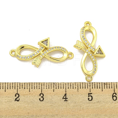 Rack Plating Brass Micro Pave Clear Cubic Zirconia Arrow Infinity Links KK-B091-48G-02-1