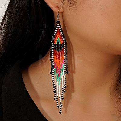 Handmade Glass Beaded Dangle Earrings UR8202-1