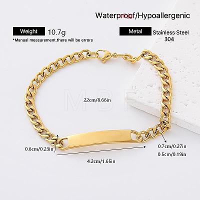 304 Stainless Steel Link Bracelets for Women Men ON2537-3-1