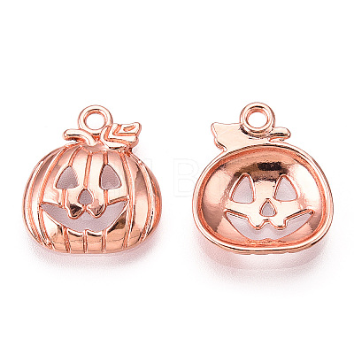 Tibetan Style Halloween Pumpkin Jack-O'-Lantern Alloy Pendants TIBEP-Q050-07RG-1