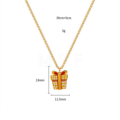 Christmas 304 Stainless Steel Enamel Pendant Necklaces FS-WGDAA96-06-1