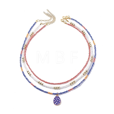 3Pcs 3 Style Glass Seed Imitation Pearl Beaded Necklaces Set NJEW-JN04013-1