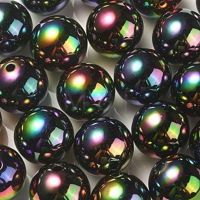 UV Plating Rainbow Iridescent Acrylic Beads X-PACR-E001-04B-1