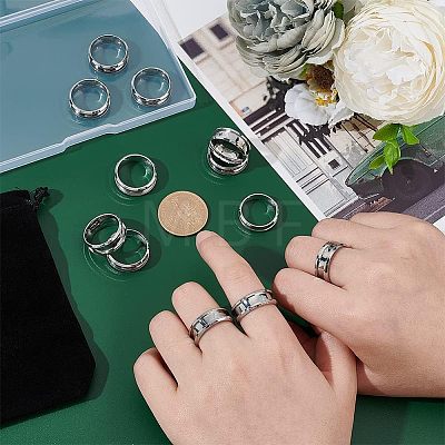 Unicraftale 12Pcs 201 Stainless Steel Grooved Finger Ring Settings STAS-UN0038-95-1