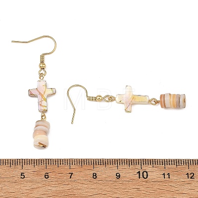 Natural Freshwater Shell Dangle Earrings EJEW-JE07509-1