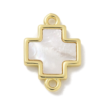 Brass Pave Shell Connector Charms KK-M300-10G-01-1