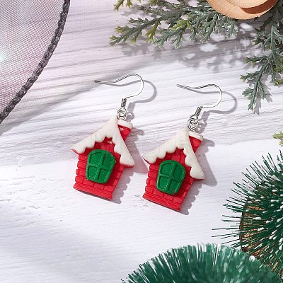 Christmas Resin Dangle Earrings EJEW-JE06088-1