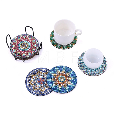 DIY 5D Diamond Painting Mandala Theme Cup Mat Kits PW-WGAF7BE-01-1