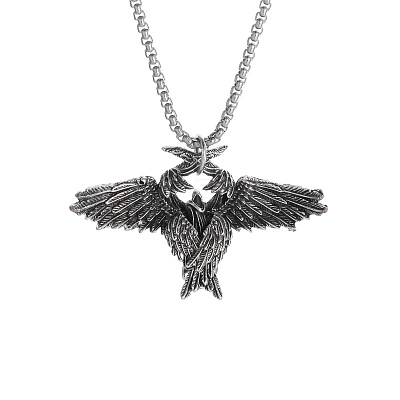 Vintage Alloy Wing Pendant Necklaces for Unisex WG46438-01-1