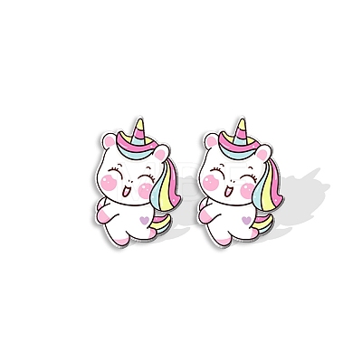 Acrylic Unicorn Stud Earrngs for Women PW-WGBF812-10-1