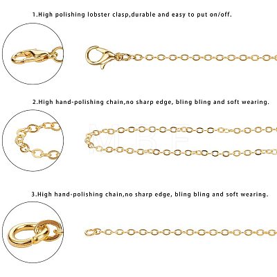 Brass Cable Chains Necklace Making MAK-PH0004-15-1